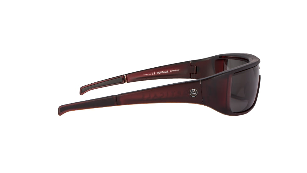 Popticals PopGear Sunglasses, Wine/Black Crystal Matte Frame, Gray Lens, Polarized, 030050-LEGP