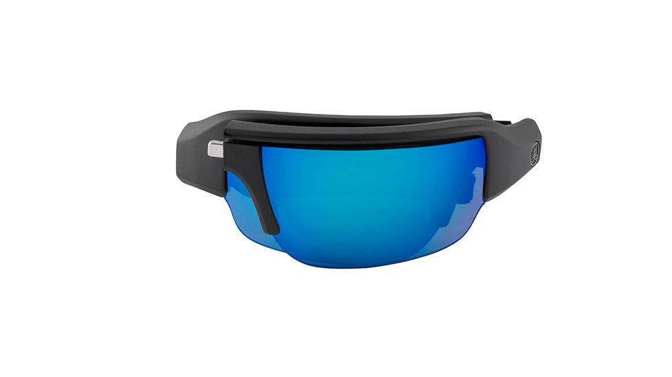 Popticals PopGun Sunglasses, Black Matte Frame, Gray/Blue Mirror Lens, Polarized, 010010-BMUN