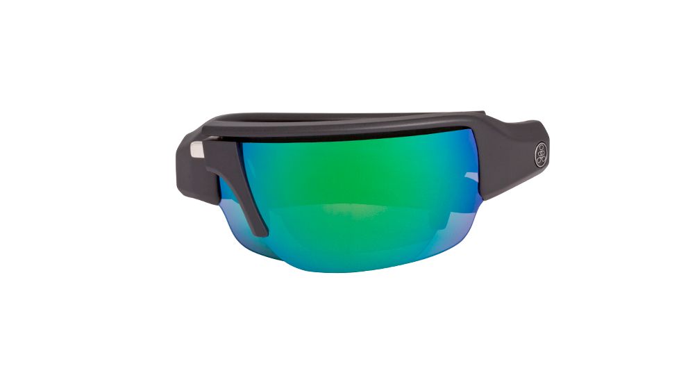 Popticals PopGun Sunglasses, Black Matte Frame, Gray/Green Mirror Lens, Polarized, 010010-BMEN