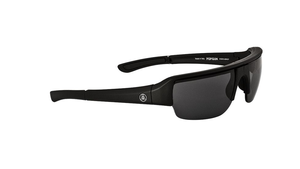 Popticals PopGun Sunglasses, Black Matte Frame, Gray Lens, Polarized, 010010-BMGP