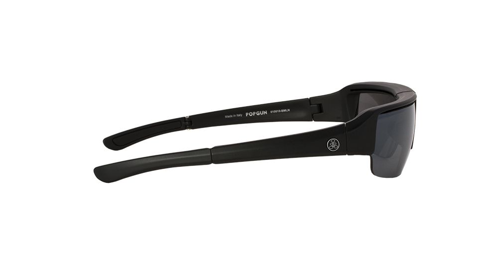 Popticals PopGun Sunglasses, Black Matte Frame, Gray/Silver Mirror Lens, Polarized, 010010-BMLN