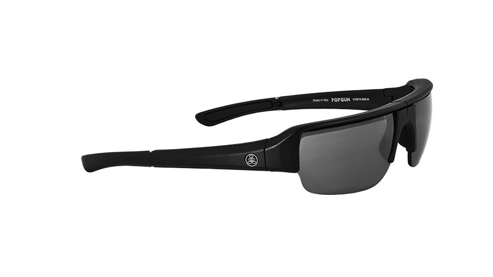 Popticals PopGun Sunglasses, Black Matte Frame, Gray/Silver Mirror Lens, Polarized, 010010-BMLN