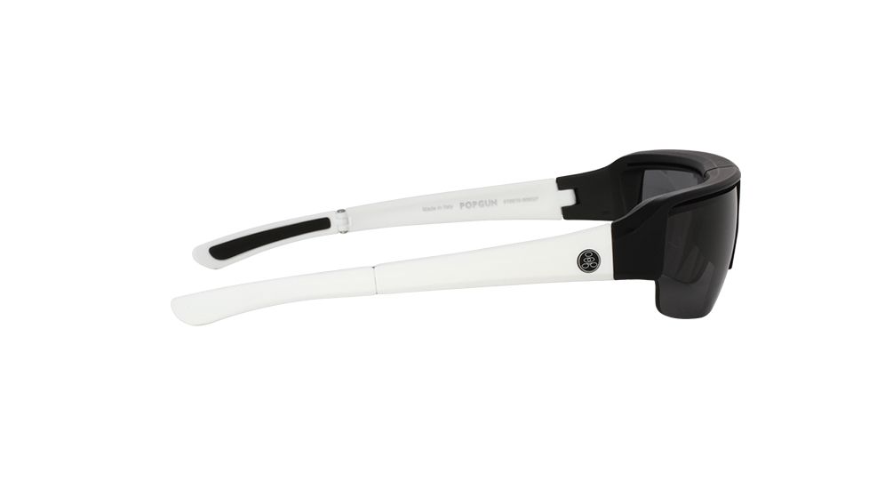 Popticals PopGun Sunglasses, Black/White Matte Frame, Gray Lens, Polarized, 010010-WMGP