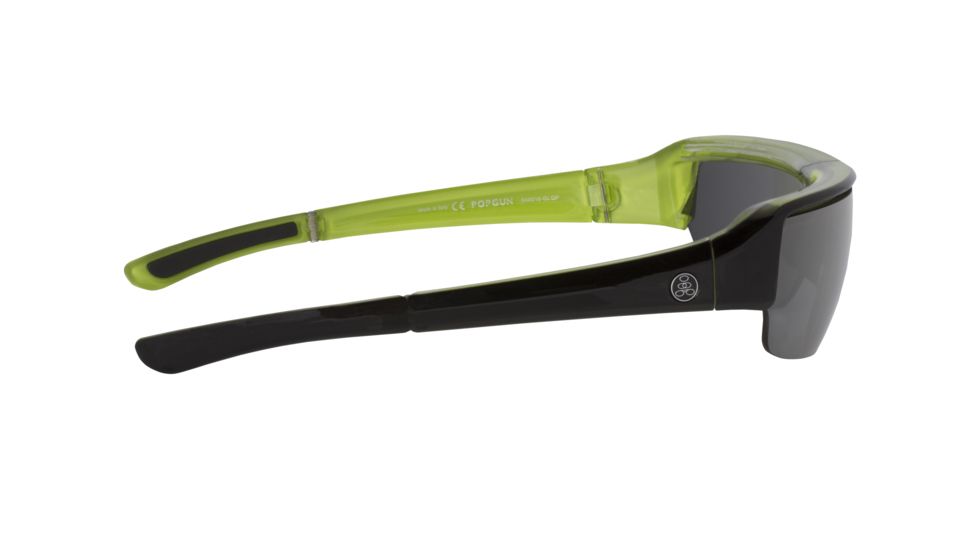 Popticals PopGun Sunglasses, Blk Over Green Crystal Gloss Frame, Gray Lens, Polarized, 040010-GLGP