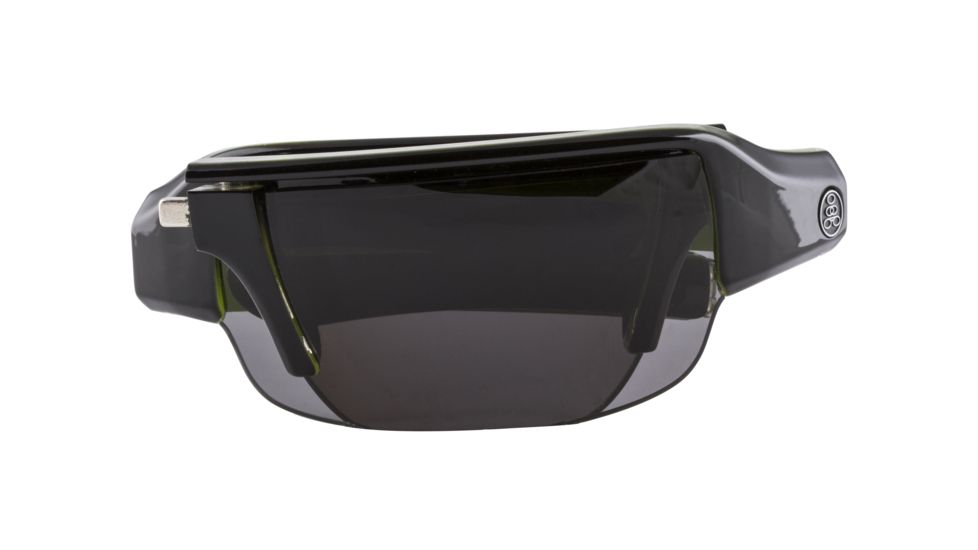 Popticals PopGun Sunglasses, Blk Over Green Crystal Gloss Frame, Gray Lens, Polarized, 040010-GLGP