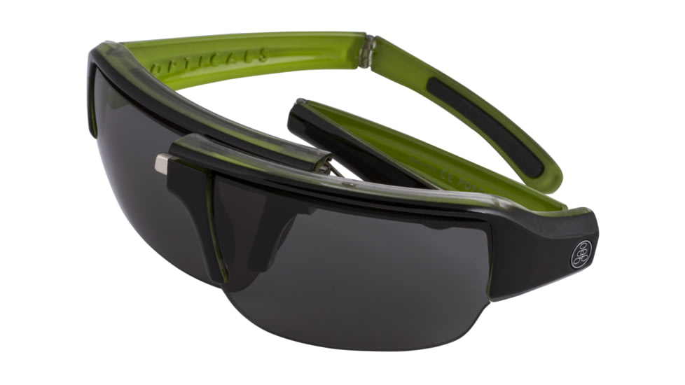 Popticals PopGun Sunglasses, Blk Over Green Crystal Gloss Frame, Gray Lens, Polarized, 040010-GLGP