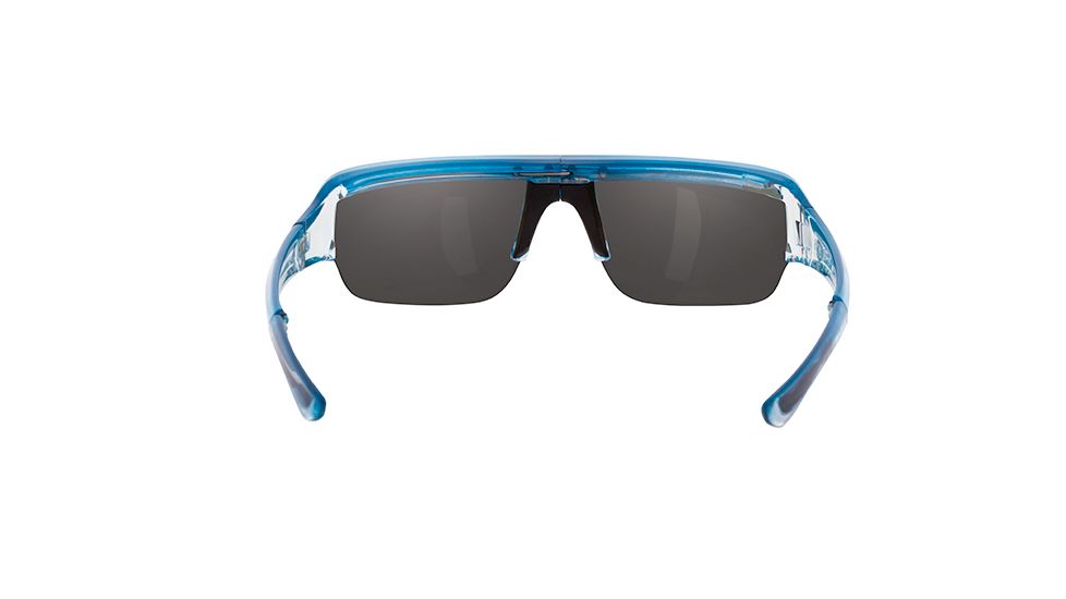 Popticals PopGun Sunglasses, Blue/Clear Crystal Gloss Frame, Gray/Blue Mirror Lens, Polarized, 030010-BFUN