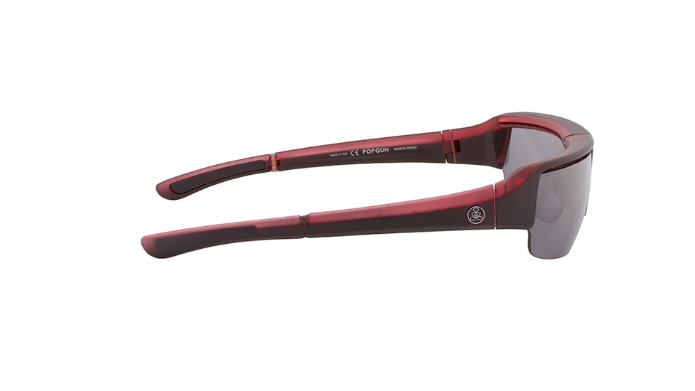 Popticals PopGun Sunglasses, Red/Black Crystal Matte Frame, Gray Lens, Polarized, 030010-REGP
