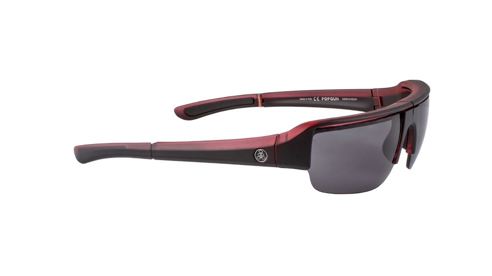 Popticals PopGun Sunglasses, Red/Black Crystal Matte Frame, Gray Lens, Polarized, 030010-REGP