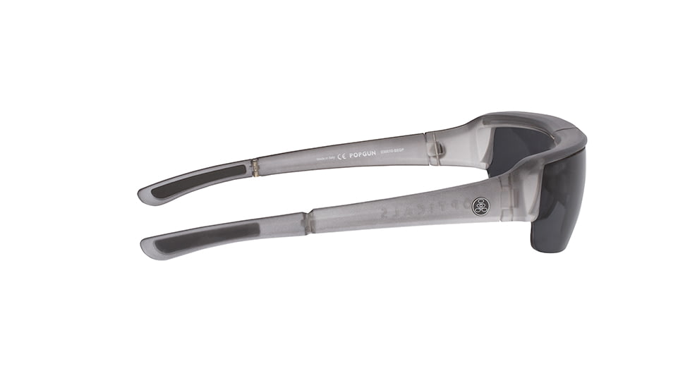 Popticals PopGun Sunglasses, Smoke/Clear Crystal Matte Frame, Gray Lens, Polarized, 030010-SEGP