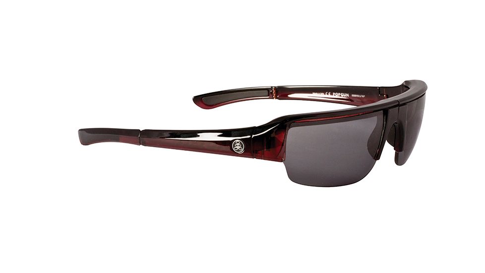 Popticals PopGun Sunglasses, Wine/Black Crystal Gloss Frame, Gray Lens, Polarized, 030010-LFGP
