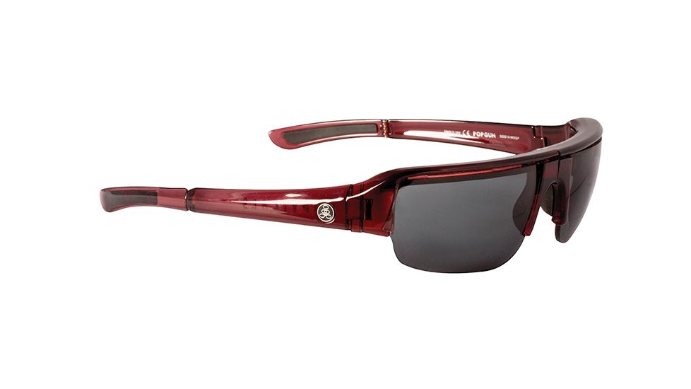 Popticals PopGun Sunglasses, Wine Crystal Gloss Frame, Gray Lens, Polarized, 020010-WXGP