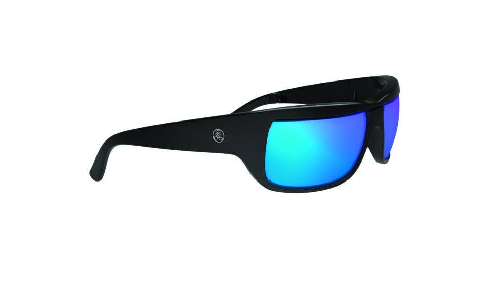 Popticals PopH2O Sunglasses, Black Gloss Frame, Gray/Blue Mirror Lens, Polarized, 010070-BGUN