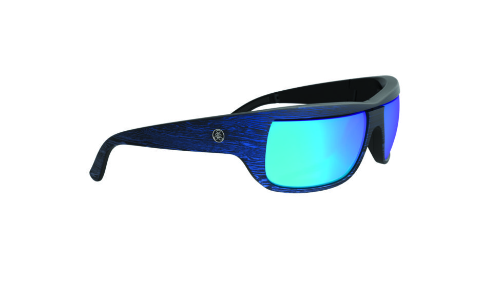 Popticals PopH2O Sunglasses, Blue/Black Woodgrain Matte Frame, Gray/Blue Mirror Lens, Polarized, 010070-EUUN