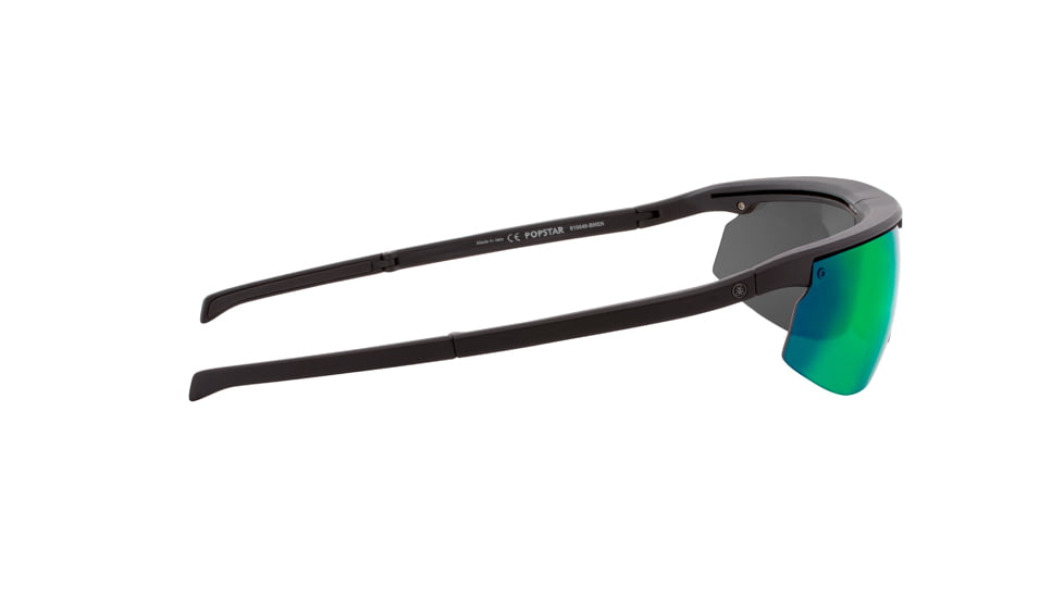 Popticals PopStar Sunglasses, Black Matte Frame, Gray/Green Mirror Lens, Polarized, 010040-BMEN