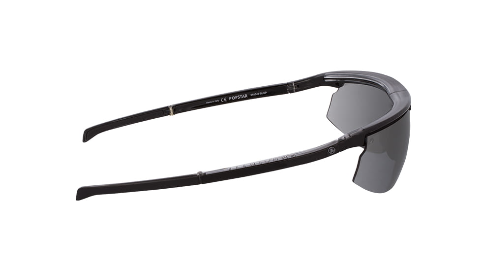 Popticals PopStar Sunglasses, Black Over Crystal Gloss Frame, Gray Lens, Polarized, 040040-BLGP