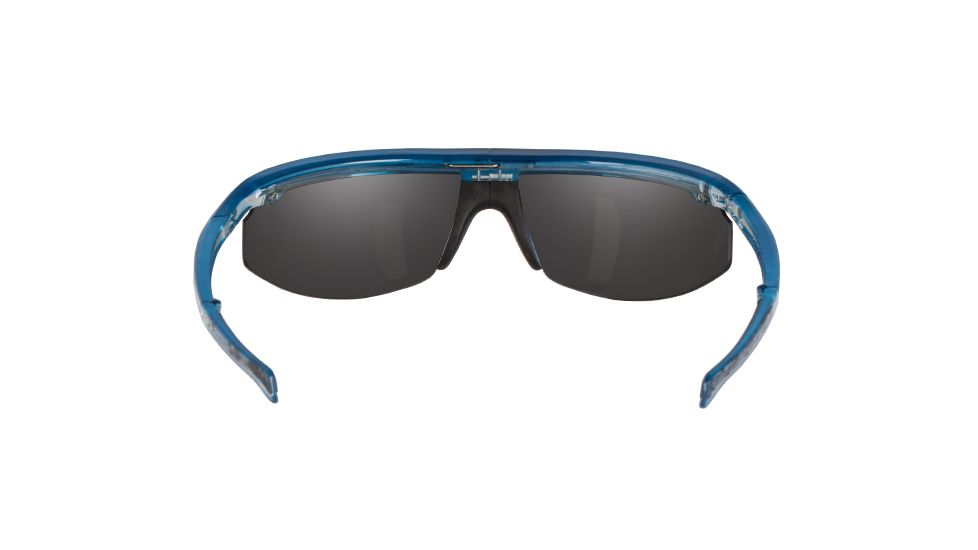 Popticals PopStar Sunglasses, Blue/Clear Crystal Gloss Frame, Gray/Blue Mirror Lens, Polarized, 030040-BFUN