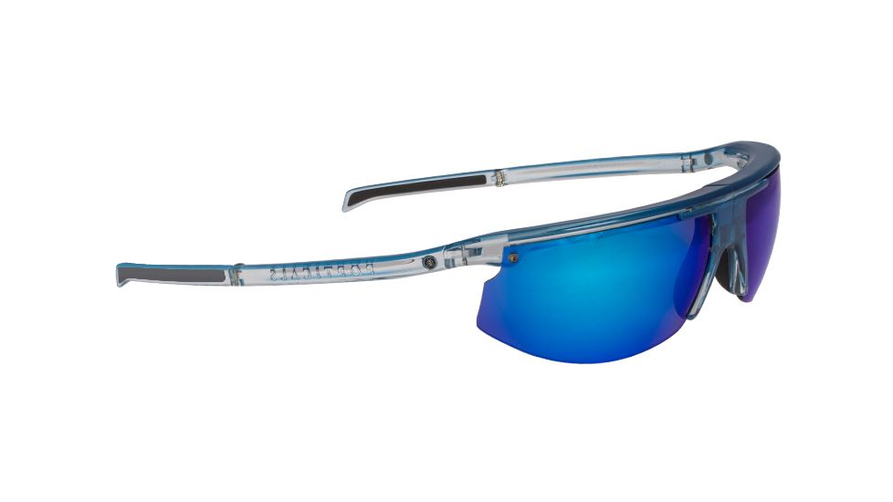 Popticals PopStar Sunglasses, Blue/Clear Crystal Gloss Frame, Gray/Blue Mirror Lens, Polarized, 030040-BFUN