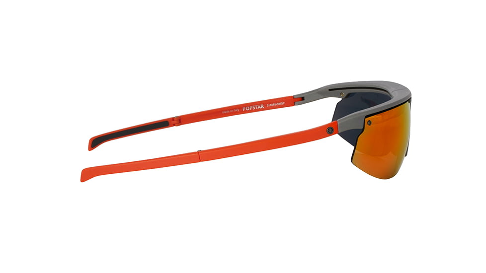 Popticals PopStar Sunglasses, Grey/Orange Matte Frame, Gray/Orange Mirror Lens, Polarized, 010040-OMGP