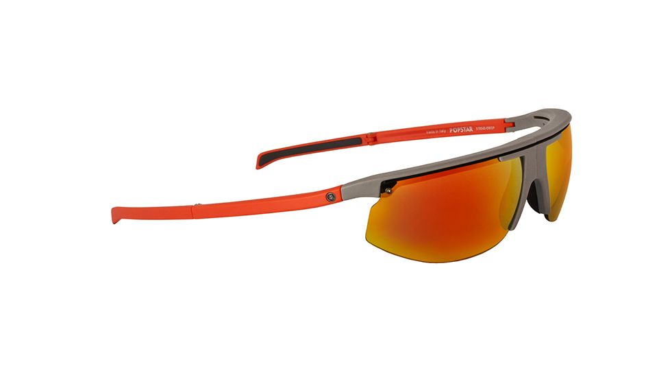 Popticals PopStar Sunglasses, Grey/Orange Matte Frame, Gray/Orange Mirror Lens, Polarized, 010040-OMGP