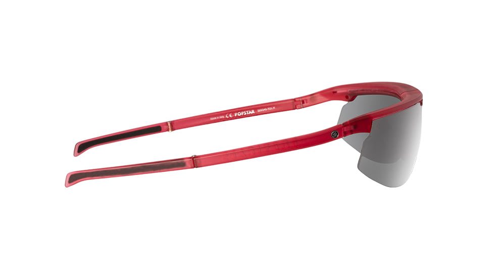Popticals PopStar Sunglasses, Red Crystal Matte Frame, Gray/Silver Mirror Lens, Polarized, 020040-RDLN