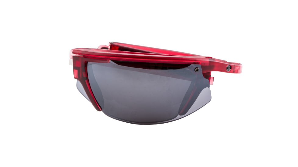 Popticals PopStar Sunglasses, Red Crystal Matte Frame, Gray/Silver Mirror Lens, Polarized, 020040-RDLN