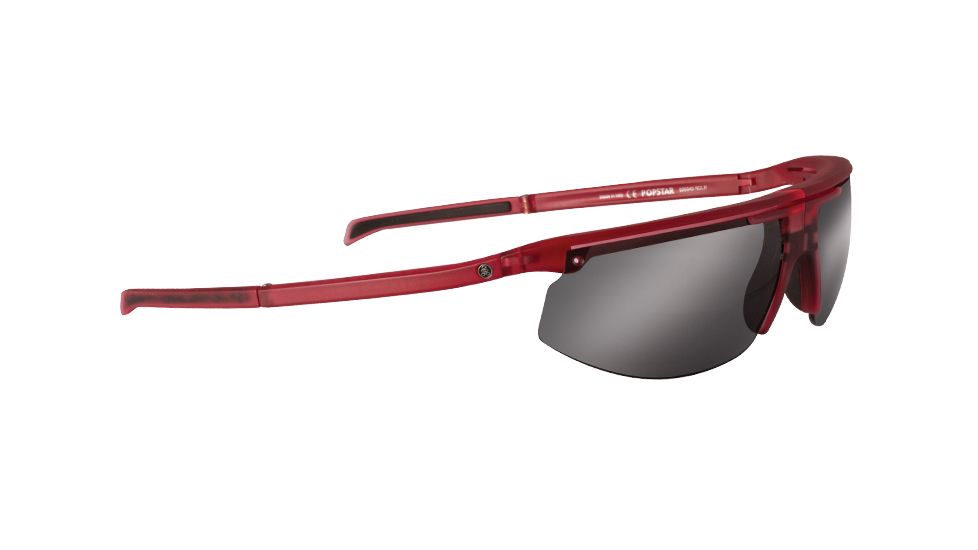 Popticals PopStar Sunglasses, Red Crystal Matte Frame, Gray/Silver Mirror Lens, Polarized, 020040-RDLN