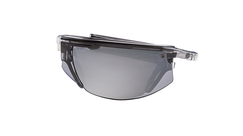 Popticals PopStar Sunglasses, Smoke/Clear Crystal Gloss Frame, Gray/Silver Mirror Lens, Polarized, 030040-SFLN
