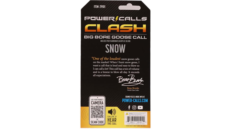 Power Calls 29101 Clash Single Reed Snow Geese Sounds Stealth Black Polycarbona