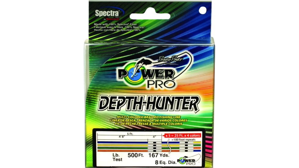Power Pro Depth-Hunter Braided Fishing Line Metered 10lb 500Ft 167yd Multi-Colored, 21100100167J