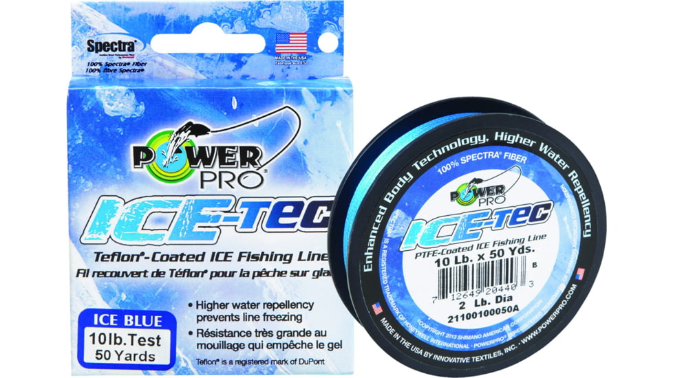 Power Pro Ice-Tec Coated Ice Fishing Line 10lb 50 Yd Ice Blue, 23400100050A
