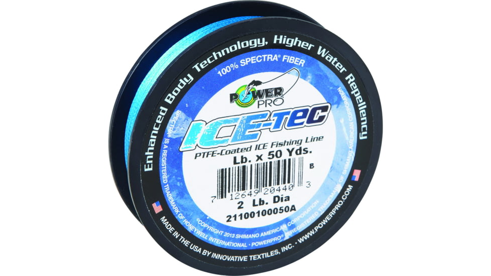 Power Pro Ice-Tec Coated Ice Fishing Line 15lb 50 Yd Ice Blue, 23400150050A