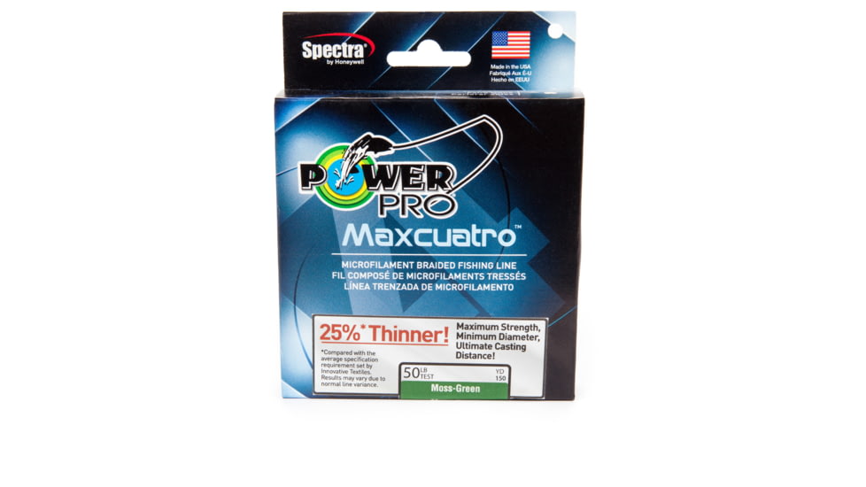 Power Pro MaxCuatro Spectra HT Braided Fishing Line 30lb 1500yd Moss Green, 33400301500E