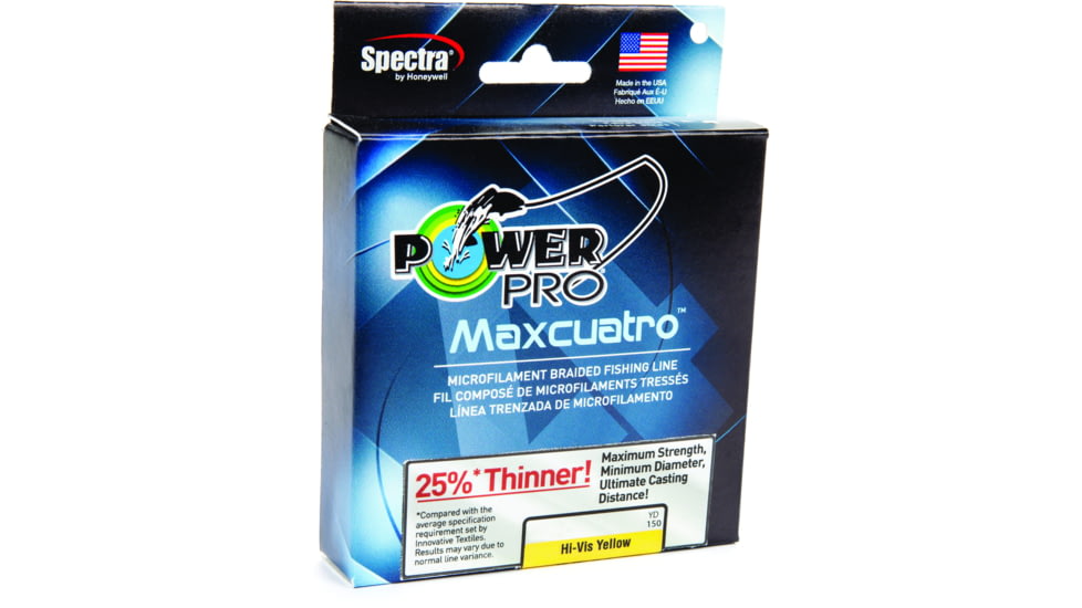 Power Pro MaxCuatro Spectra HT Braided Fishing Line 50lb 150yd Hi-Vis Yellow, 33400500150Y