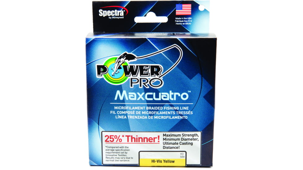 Power Pro MaxCuatro Spectra HT Braided Fishing Line 80lb 500yd Hi-Vis Yellow, 33400800500Y