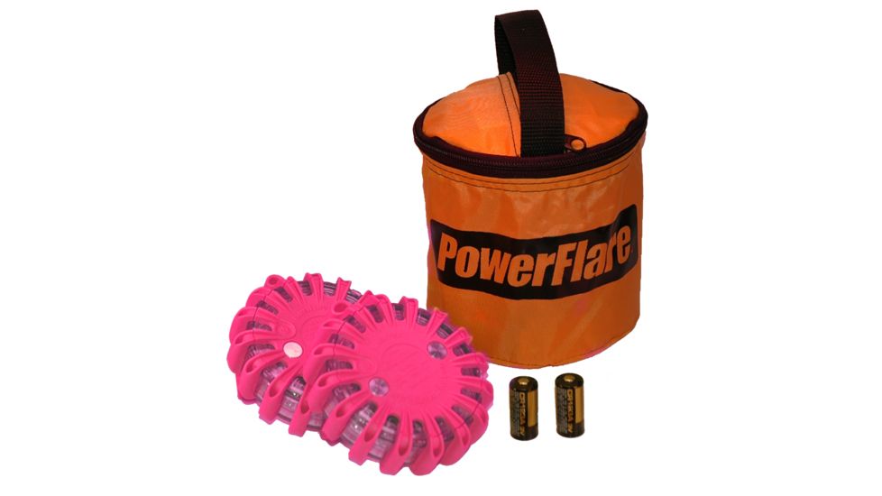 Powerflare PF-200 Softpack,  2 Safety Lights,Amber LED,Orange Bag,2 Batteries, Hot Pink Shell SP2O-A-HP