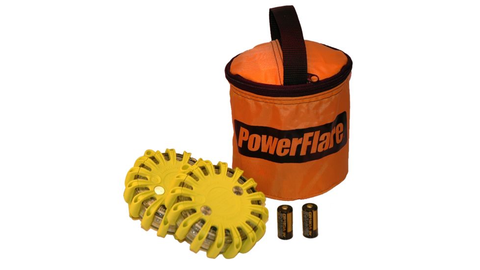 Powerflare PF-200 Softpack,  2 Safety Lights,Red LED,Orange Bag,2 Batteries, Yellow Shell SP2O-R-Y