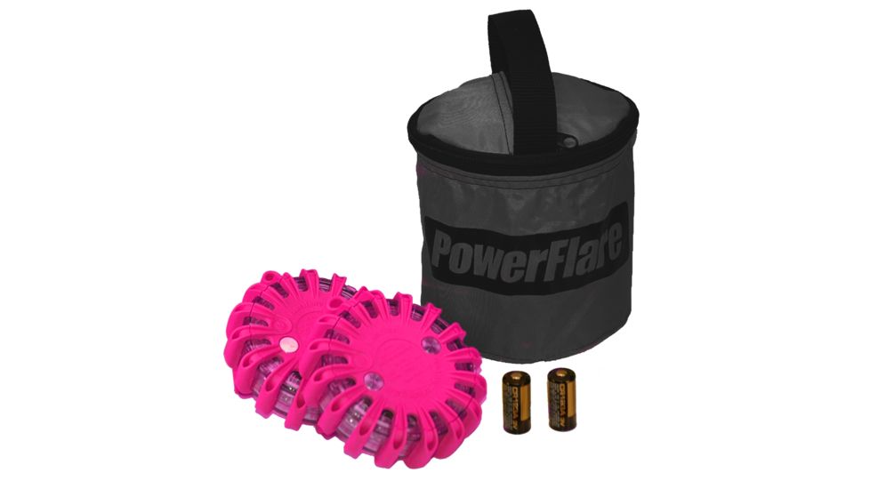 Powerflare PF-200 Softpack,  2 Safety Lights,Amber LED,Black Bag,2 Batteries, Hot Pink Shell SP2BK-A-HP