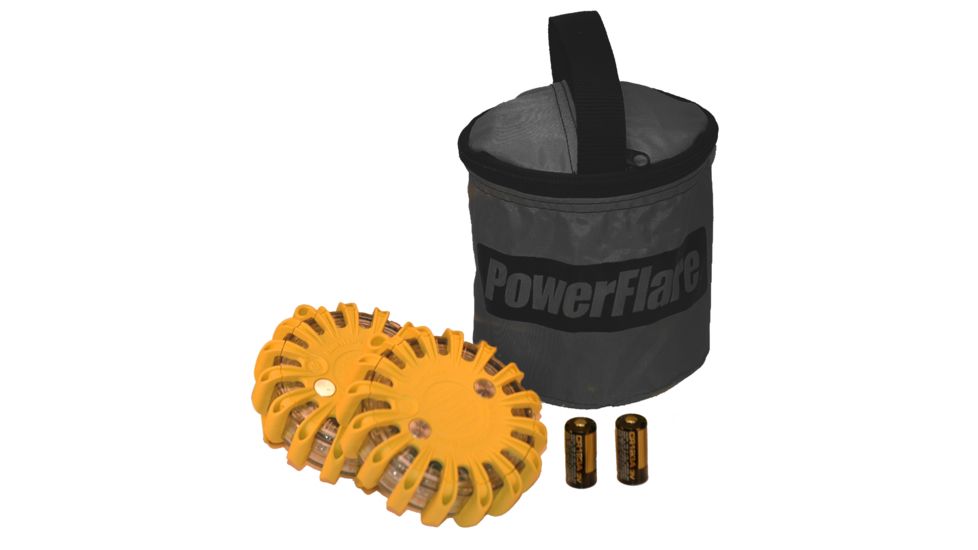 Powerflare PF-200 Softpack,  2 Safety Lights,Amber LED,Black Bag,2 Batteries, Orange Shell SP2BK-A-O
