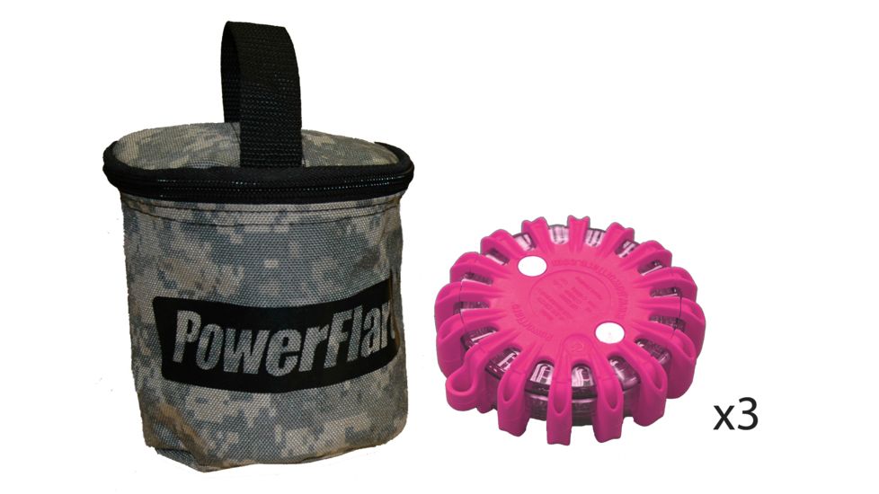 Powerflare PF-200 Softpack,  3 Safety Lights,Infrared LED,ACU Bag,3 Batteries, Hot Pink Shell SP3ACU-I-HP