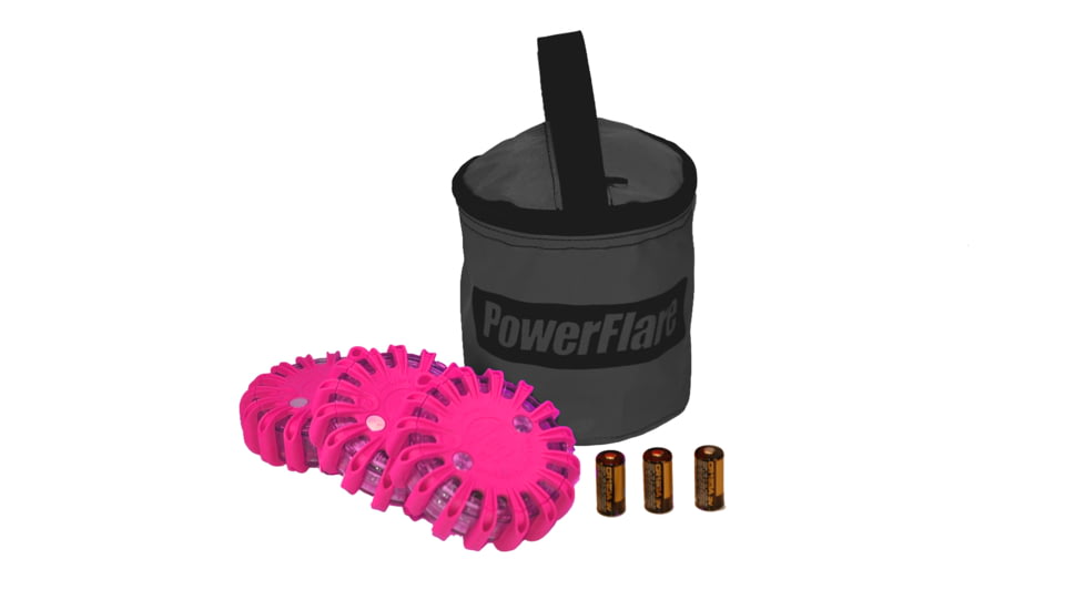Powerflare PF-200 Softpack,  3 Safety Lights,Infrared LED,Black Bag,3 Batteries, Hot Pink Shell SP3BK-I-HP