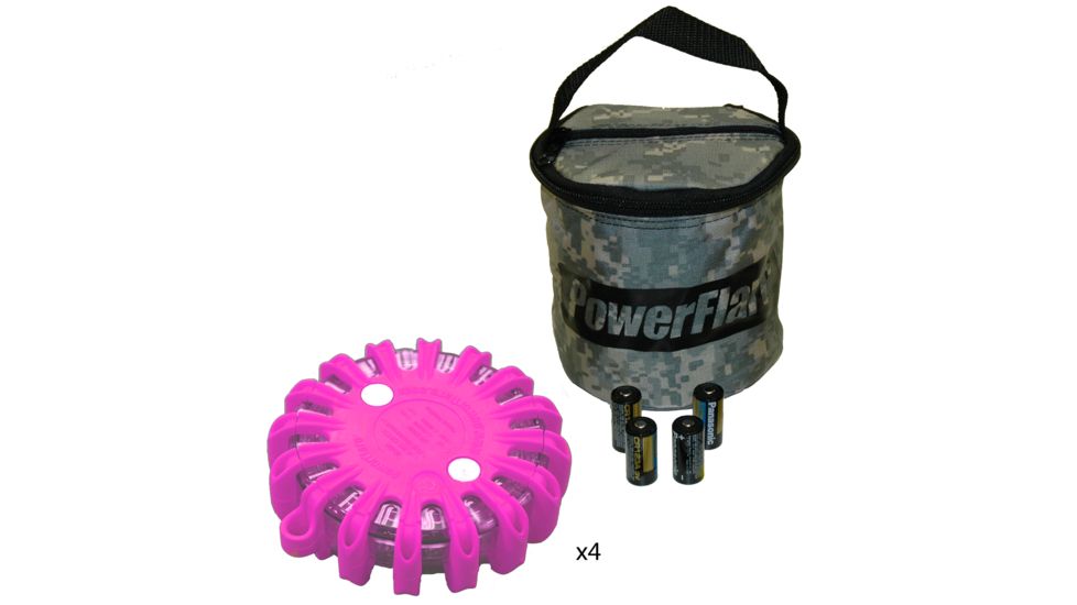 Powerflare PF-200 Softpack,  4 Safety Lights,Infrared LED,ACU Bag,4 Batteries, Hot Pink Shell SP4ACU-I-HP