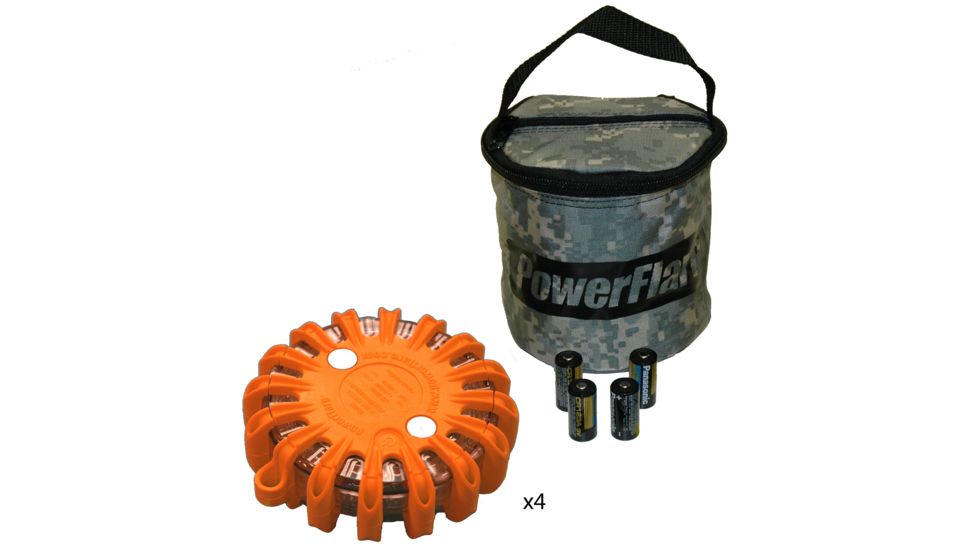 Powerflare PF-200 Softpack,  4 Safety Lights,Infrared LED,ACU Bag,4 Batteries, Orange Shell SP4ACU-I-O