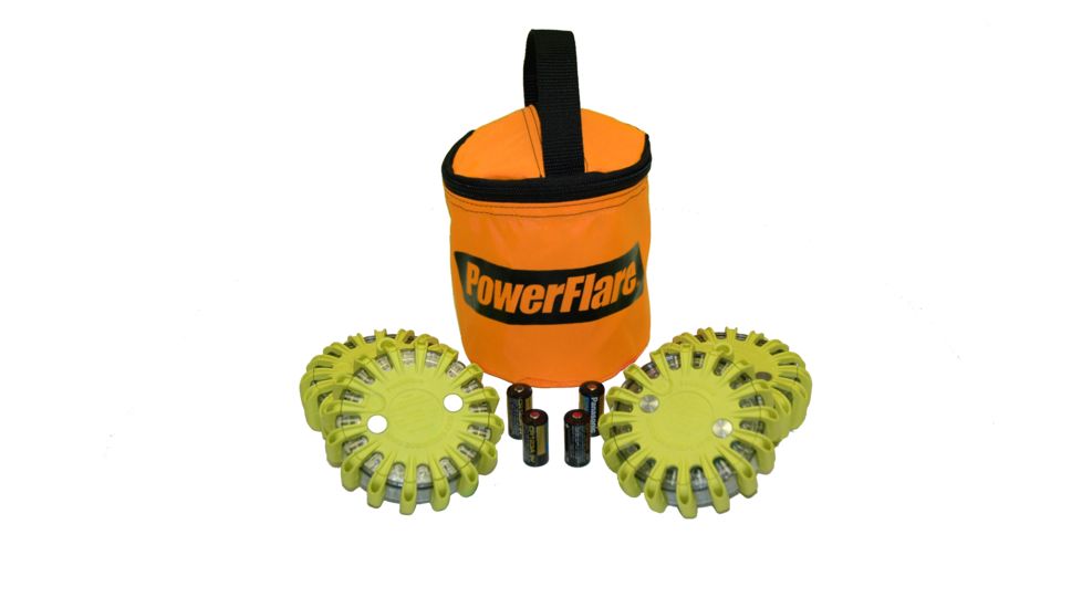 Powerflare PF-200 Softpack,  4 Safety Lights,Infrared LED,Orange Bag,4 Batteries, Yellow Shell SP4O-I-Y