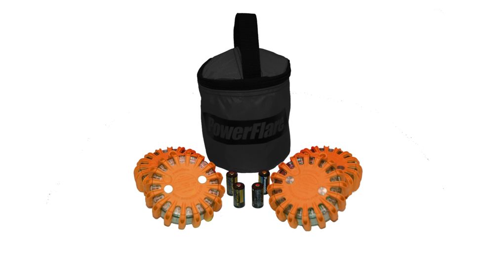 Powerflare PF-200 Softpack,  4 Safety Lights,Infrared LED,Black Bag,4 Batteries, Orange Shell SP4BK-I-O