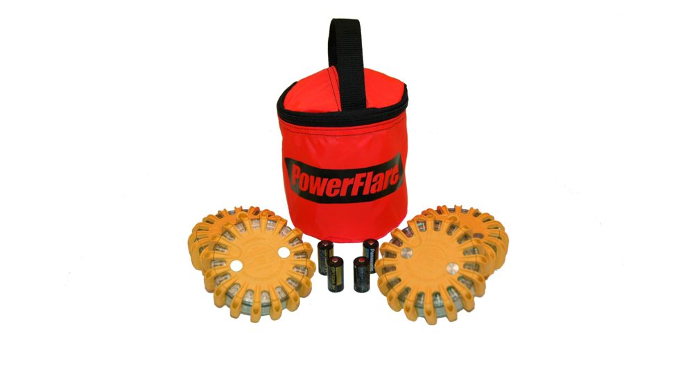 Powerflare PF-200 Softpack,  4 Safety Lights,Infrared LED,Red Bag,4 Batteries, Orange Shell SP4R-I-O