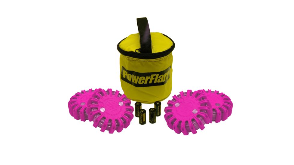 Powerflare PF-200 Softpack,  4 Safety Lights,Infrared LED,Yellow Bag,4 Batteries, Hot Pink Shell SP4Y-I-HP