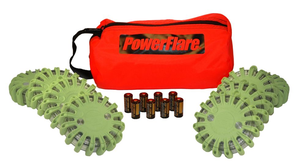 Powerflare PF-200 Softpack,  8 Safety Lights,Amber LED,Red Bag,8 Batteries, Olive Drab Shell SP8R-A-OD