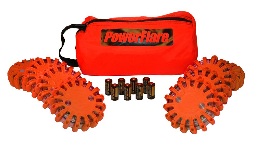 Powerflare PF-200 Softpack,  8 Safety Lights,Amber LED,Red Bag,8 Batteries, Orange Shell SP8R-A-O