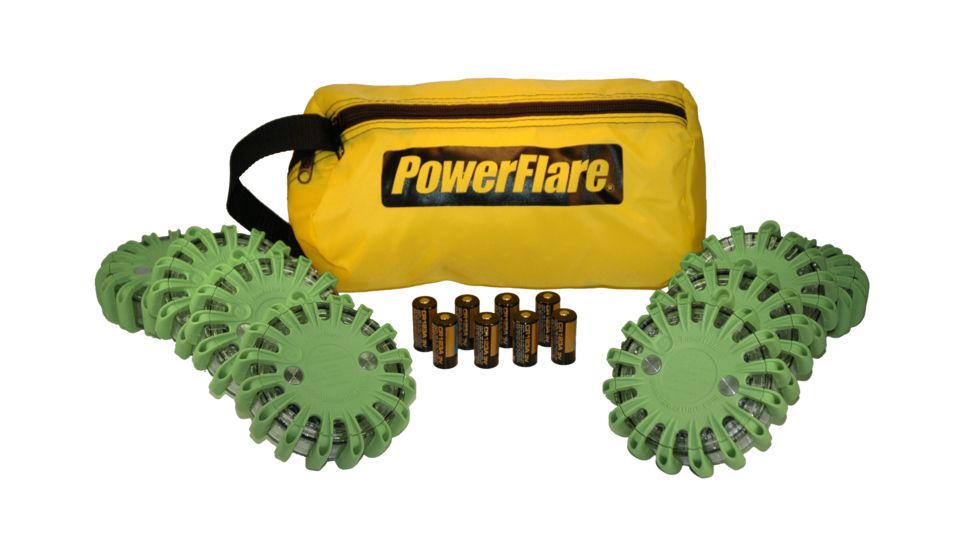 Powerflare PF-200 Softpack,  8 Safety Lights,Amber LED,Yellow Bag,8 Batteries, Olive Drab Shell SP8Y-A-OD